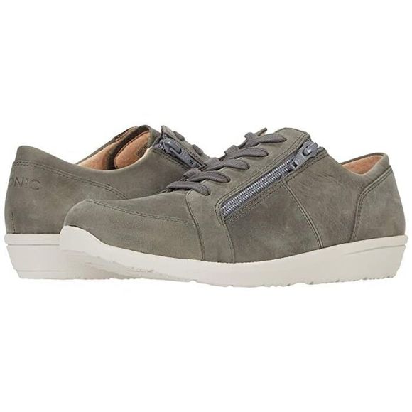 Vionic NBK/TVW5623 Women's Sz 10 Slate Gray Abigai Leather Lace Up Sneakers $130 - Picture 1 of 13